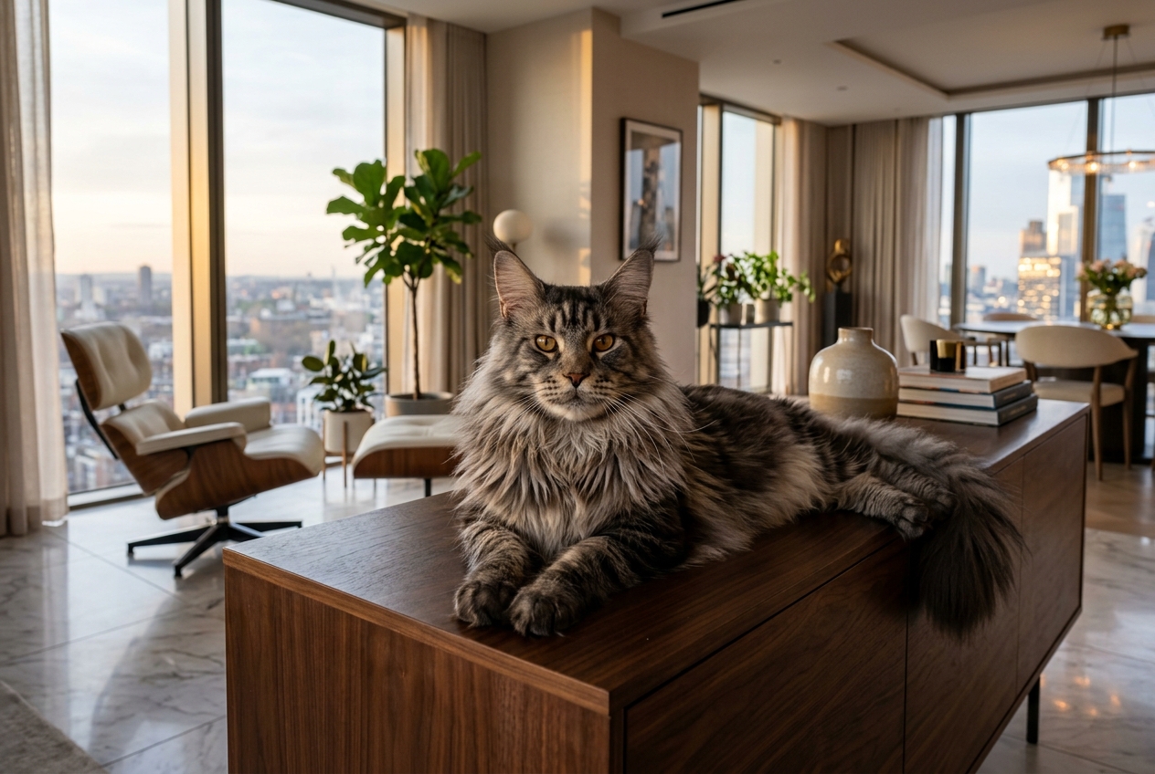 Gato Maine Coon: Colores, Patrones (Black Smoke, Tabby, Red), Variedad Polidáctila y Estándar de Raza en Colombia (2026)