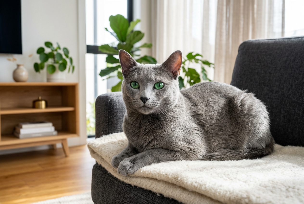 Salud del Gato Azul Ruso: Enfermedades Genéticas, Cálculos Urinarios (FLUTD) y Cuidados en Colombia (2026)